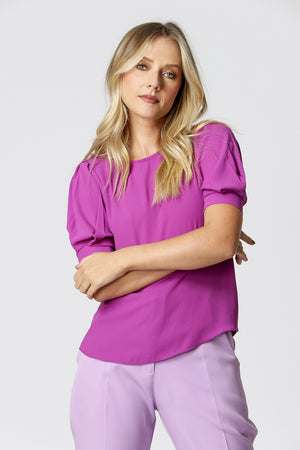 Blusa con mangas abullonadas - MORADA
