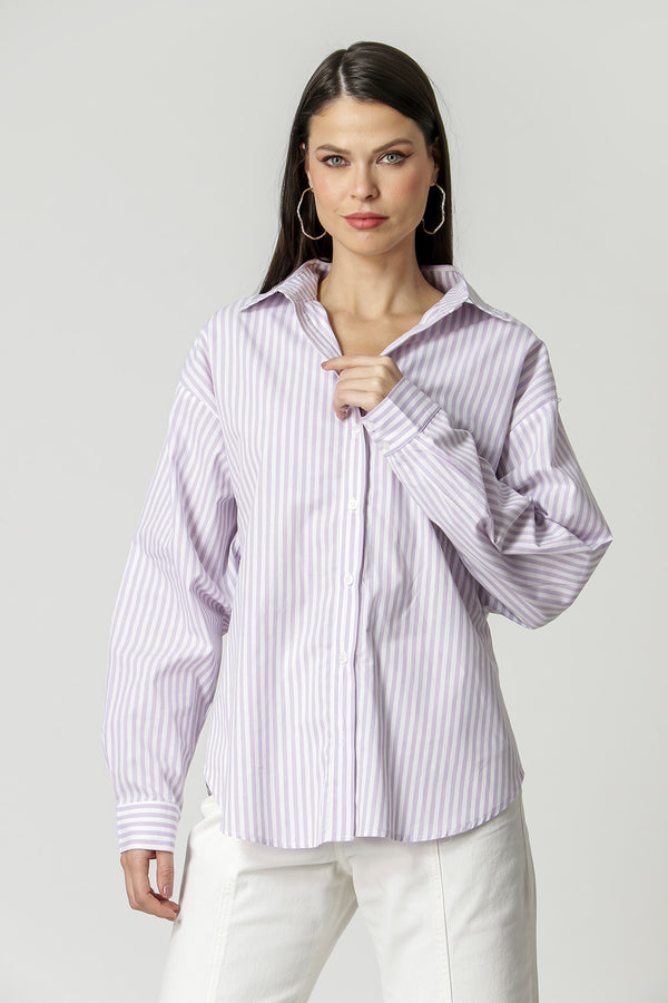 Camisa Ampla Listrada - LILAS CL 90131