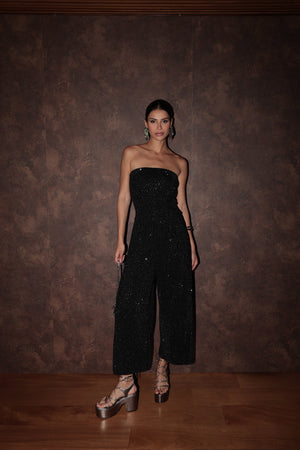 Macacão Strapless Com Pedraria