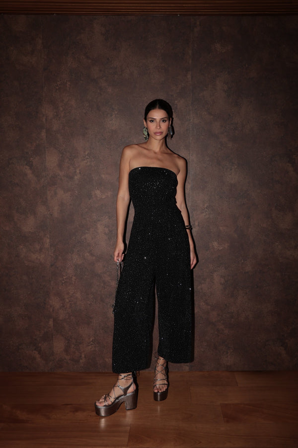 Macacão Strapless Com Pedraria