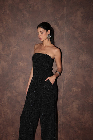 Macacão Strapless Com Pedraria