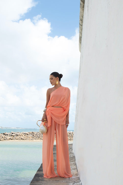 Calça Pantalona Com Pala Curva